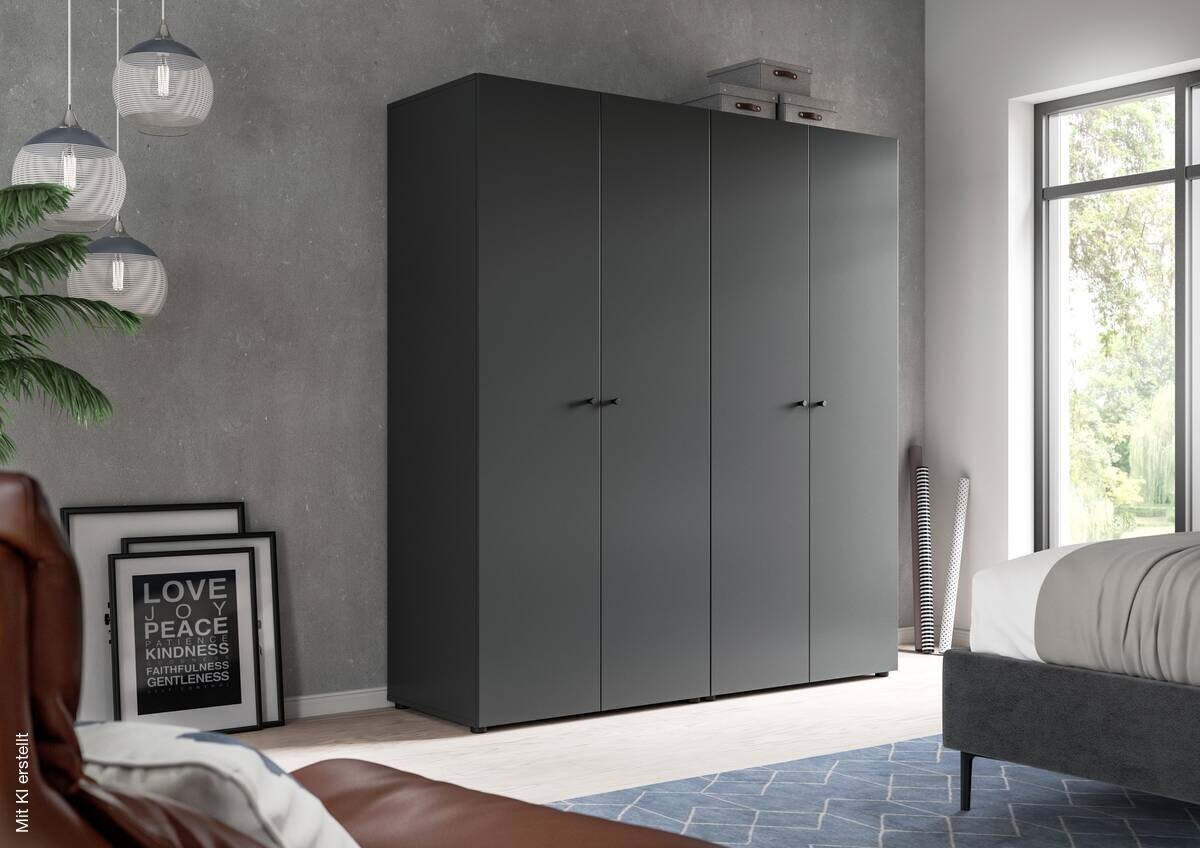 Kleiderschrank DARWIN anthrazit B/H/T: ca. 160x176x51 cm