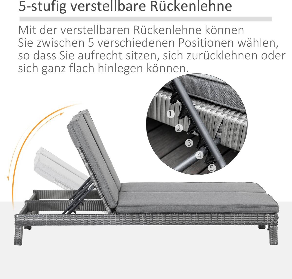 Outsunny Doppelliege grau Metall B/H/L: ca. 120x28x195 cm