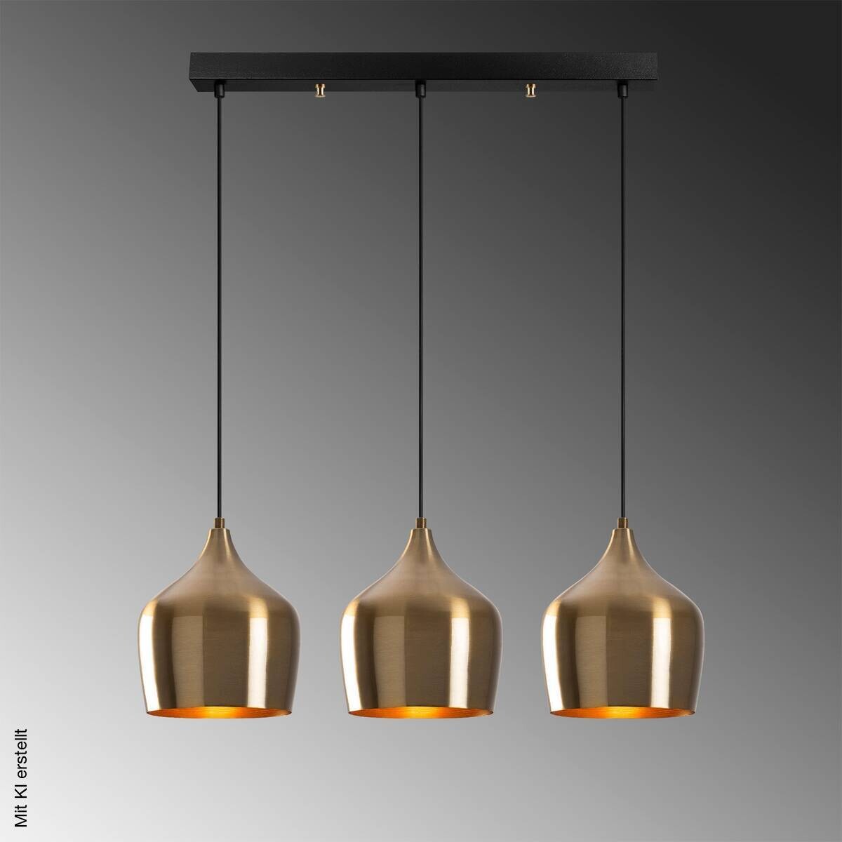 Opviq Pendelleuchte messing B/H/T: ca. 72x124x22 cm E27 3 Brennstellen