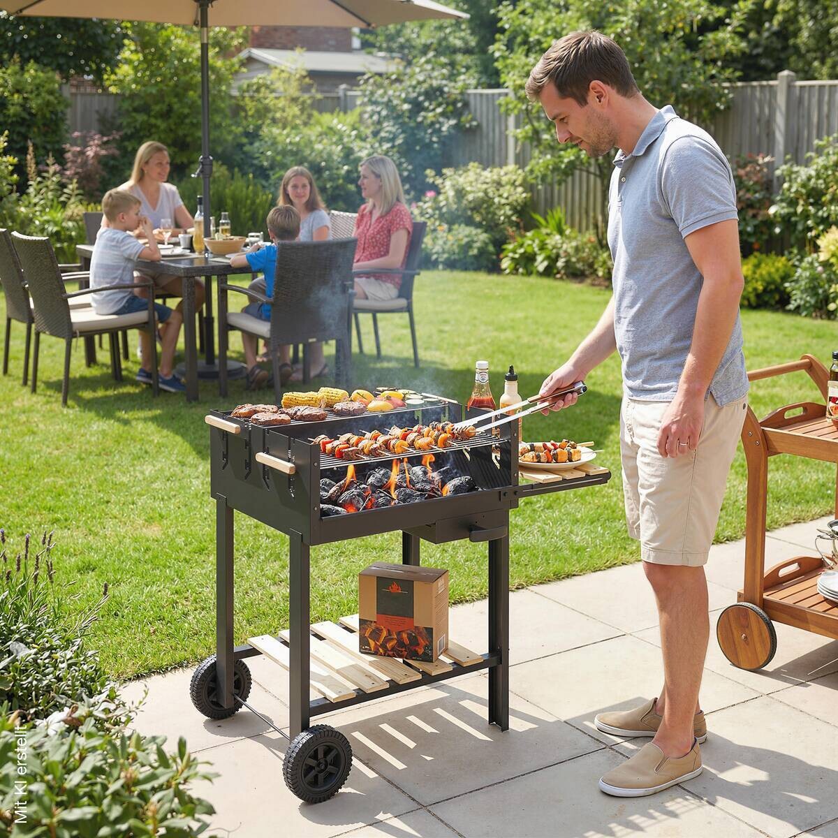 Outsunny Grill Holz B/H/L: ca. 58x82x99,5 cm