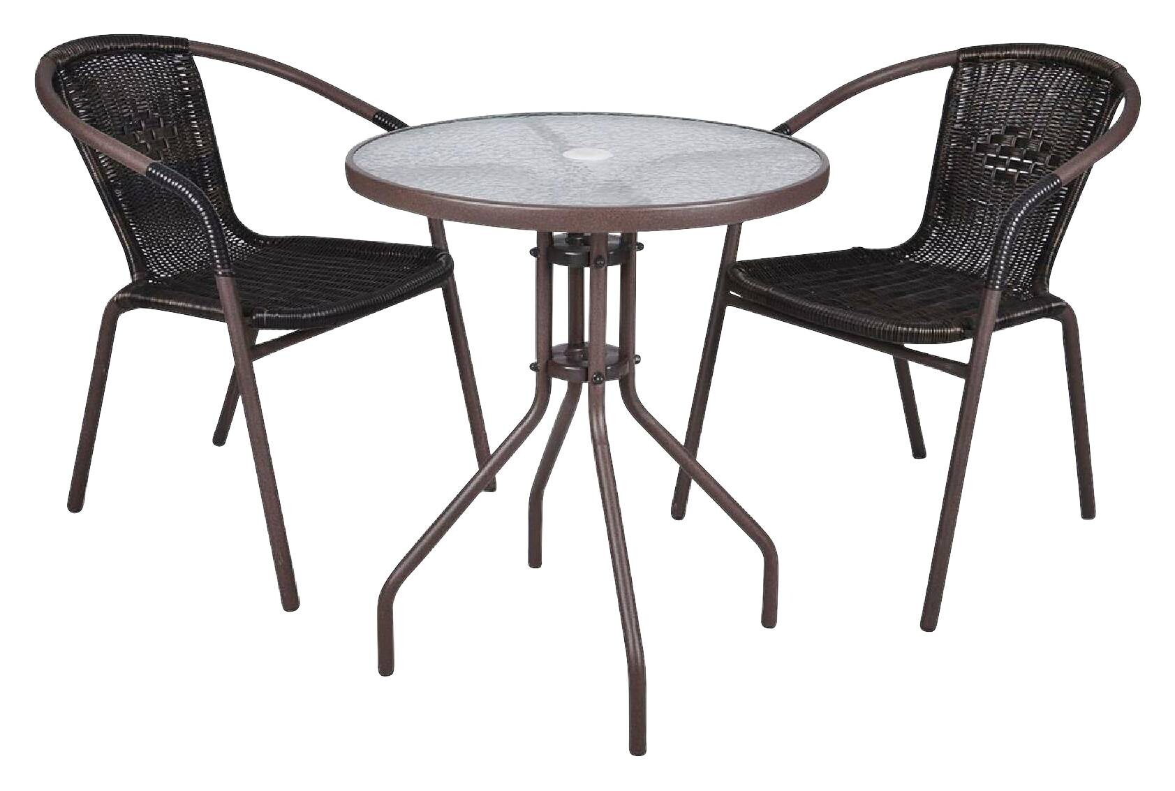 VCM Balkon-Set braun Polyrattan B/H/T: ca. 53x73x60 cm