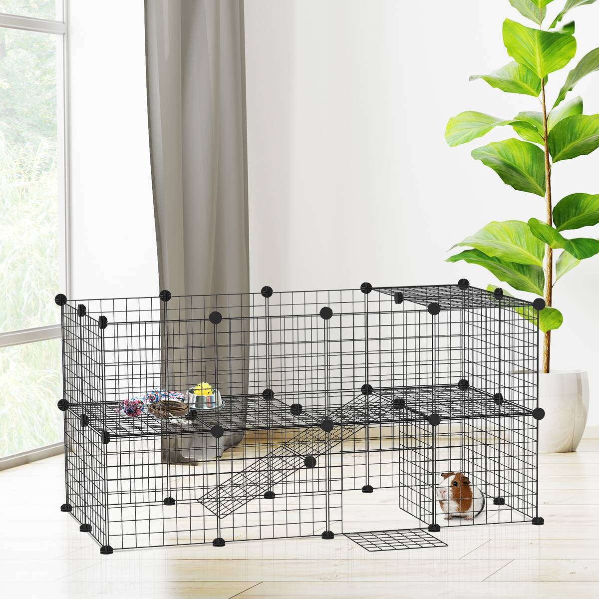 PawHut Laufgitter schwarz Metall B/H/L: ca. 73x73x146 cm