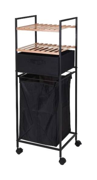 Wäschewagen schwarz Bambus B/H/T: ca. 38x105x33 cm