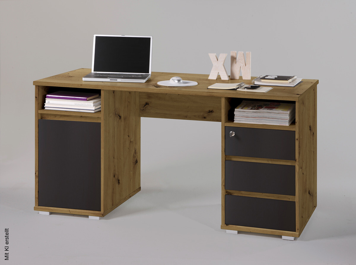 Schreibtisch Primus Eiche Artisan Nachbildung anthrazit B/H/T: ca. 145x74x65 cm