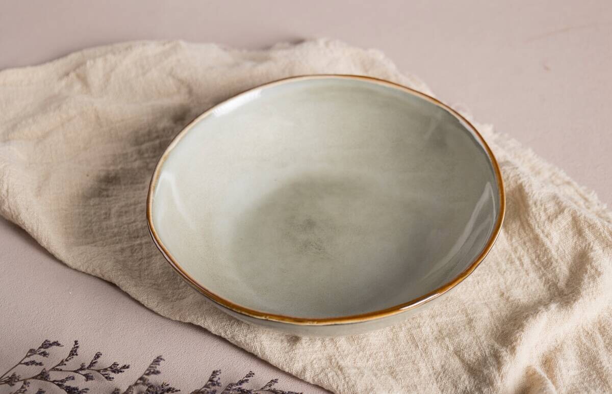 Teller beige Steinzeug D: ca. 18,5 cm