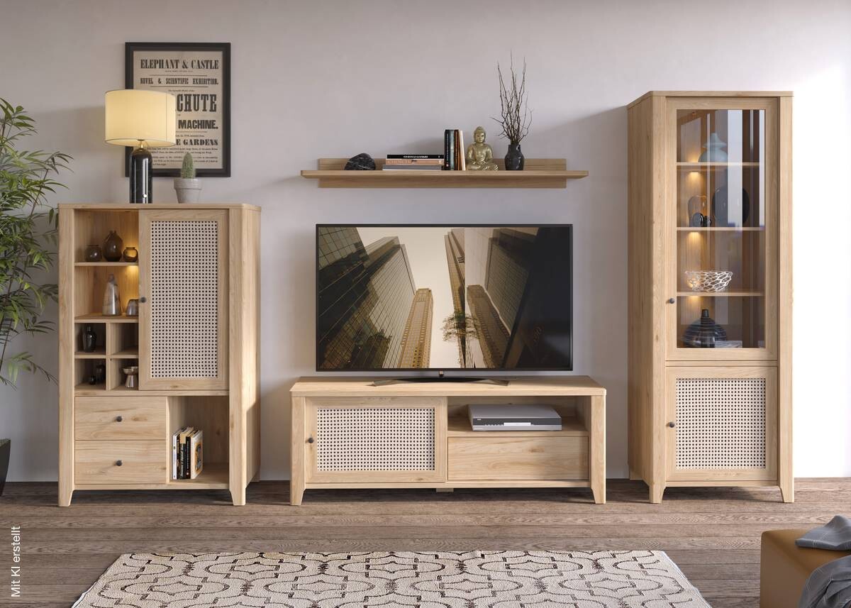 Standvitrine Cestino Jackson Hickory Nachbildung B/H/T: ca. 73x206x42 cm