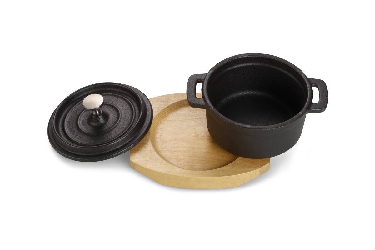 ECHTWERK Mini-Kochtopfset schwarz Eisen B/H/L: ca. 13x9,5x13 cm