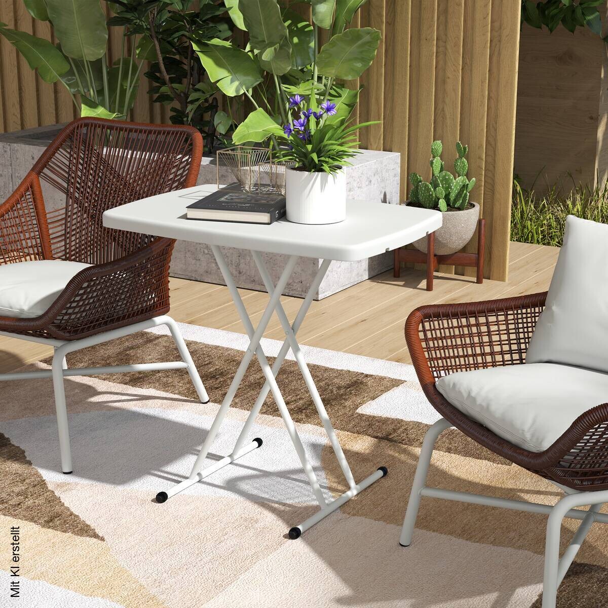 Outsunny Couchtisch weiß Kunststoff B/H/L: ca. 50x74x76 cm