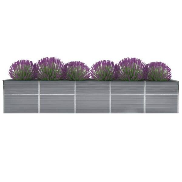 Garten-Hochbeet grau Stahl B/H/L: ca. 80x77x400 cm