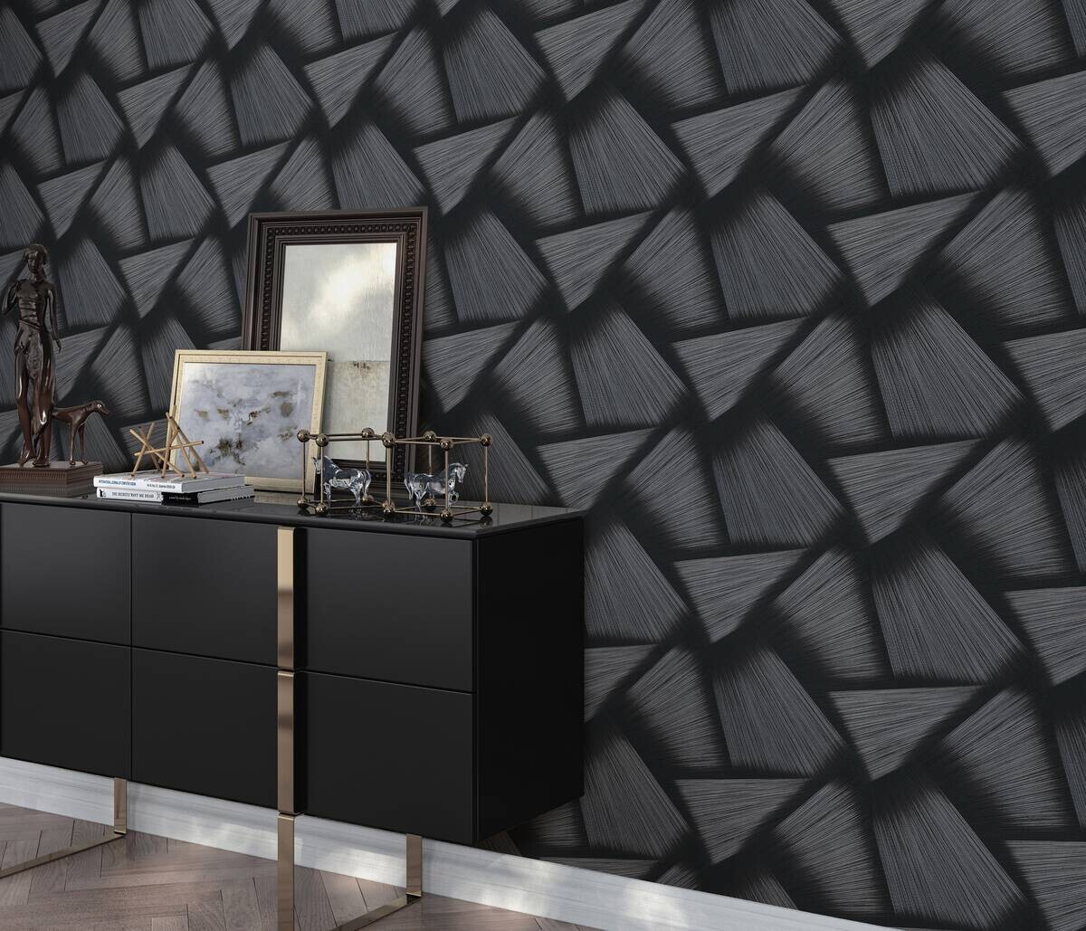 Erismann Vliestapete Schimmer schwarz silber B/L: ca. 53x1005 cm