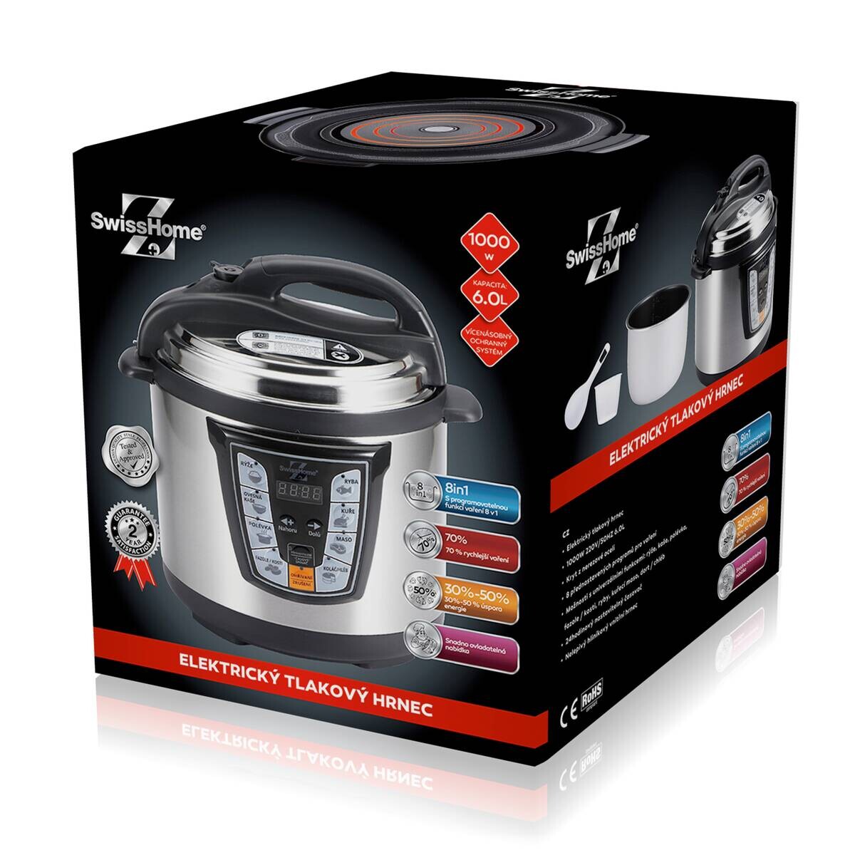SWISS HOME Schnellkochtopf LOW COOKER schwarz Edelstahl