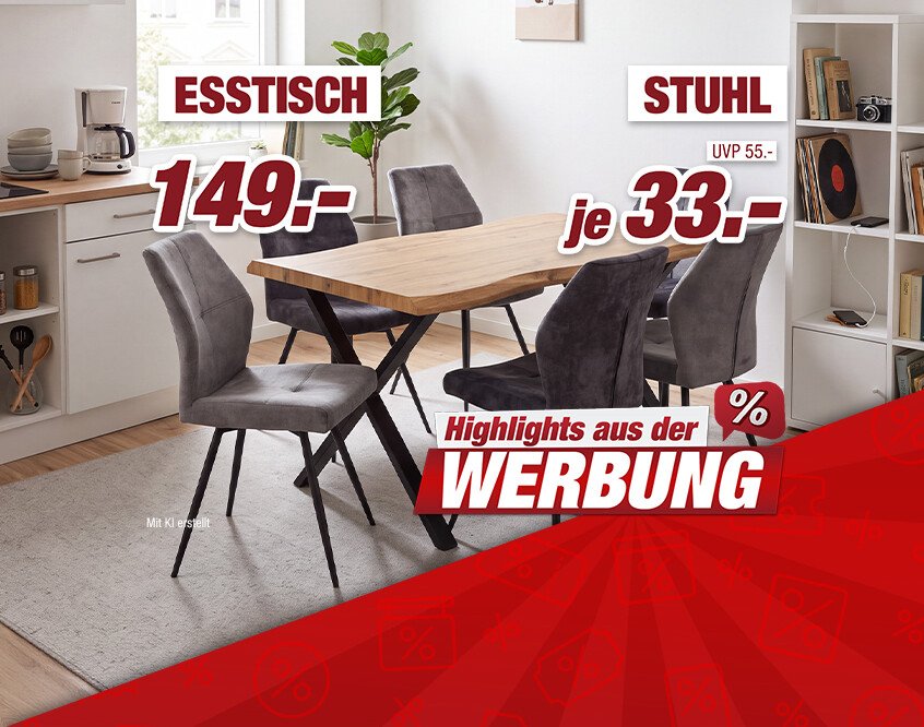 Unsere Werbe Highlights - Esstisch und Stuhl