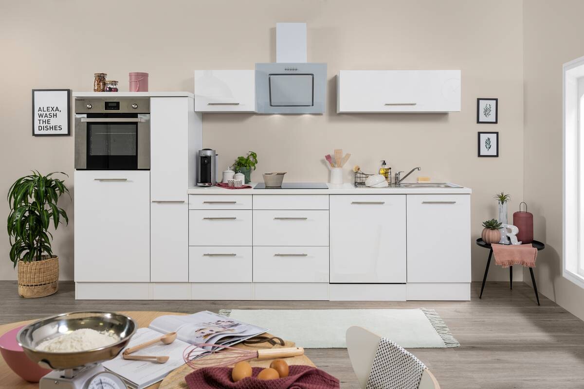 Respekta Küchenblock Amanda weiß Hochglanz B/H/T: ca. 310x200x60 cm