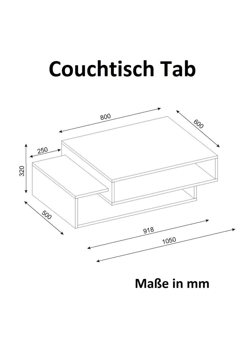 Couchtisch Tab weiß B/H/T: ca. 105x32x60 cm
