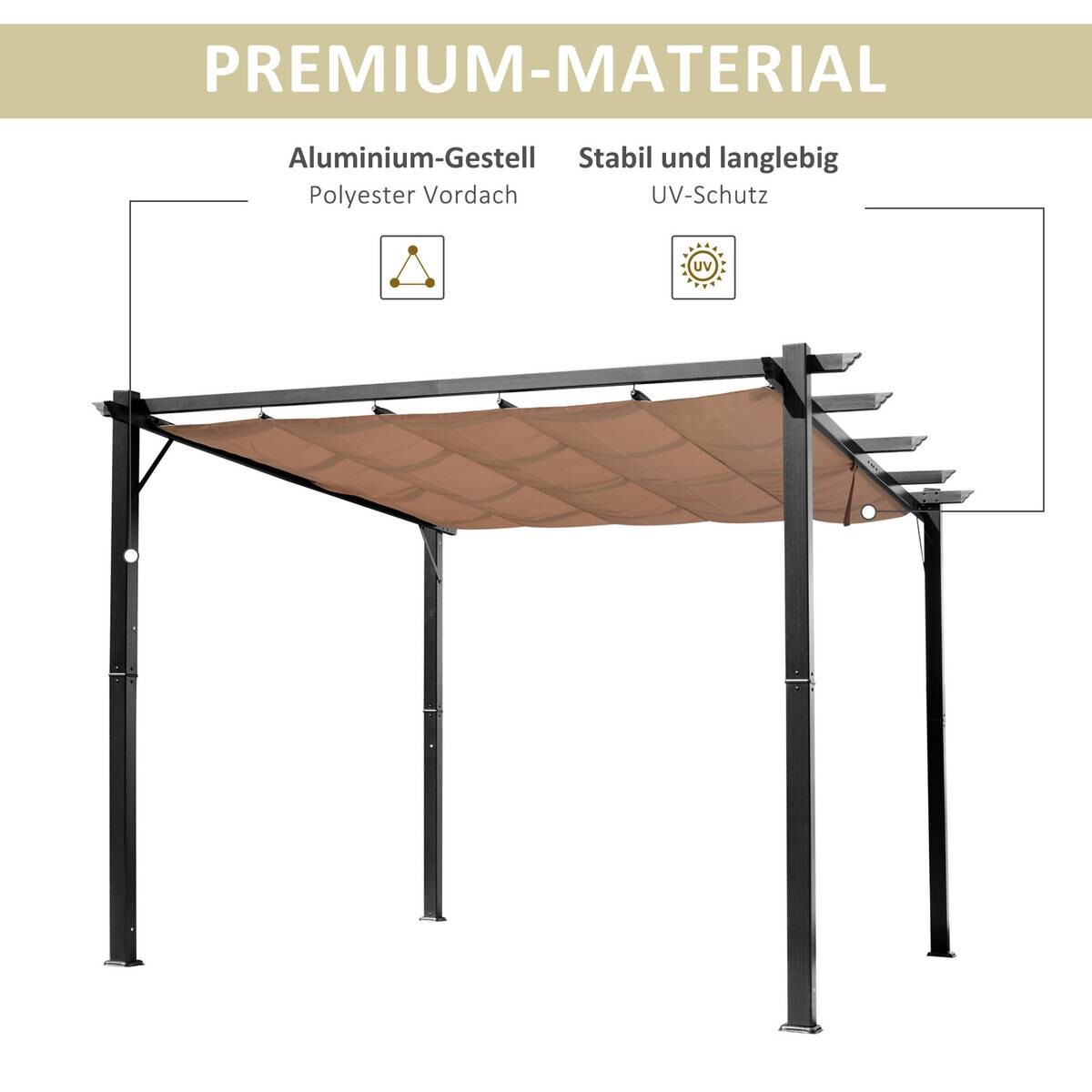 Outsunny Pergola braun Aluminium B/H/L: ca. 400x223x300 cm