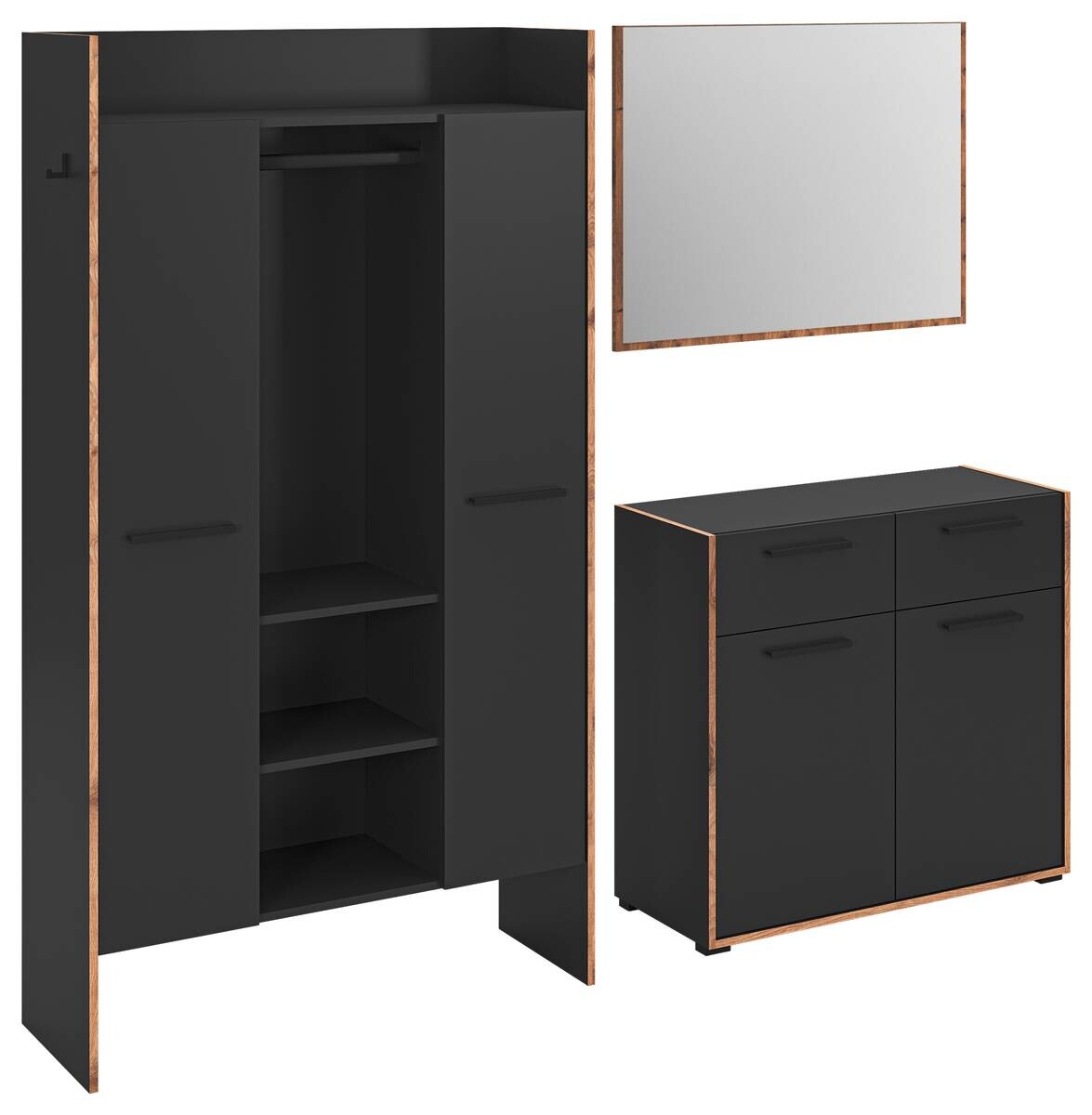 Garderobe Bueno Basalt Nox Oak Nachbildung B/H/T: ca. 215x189x37 cm
