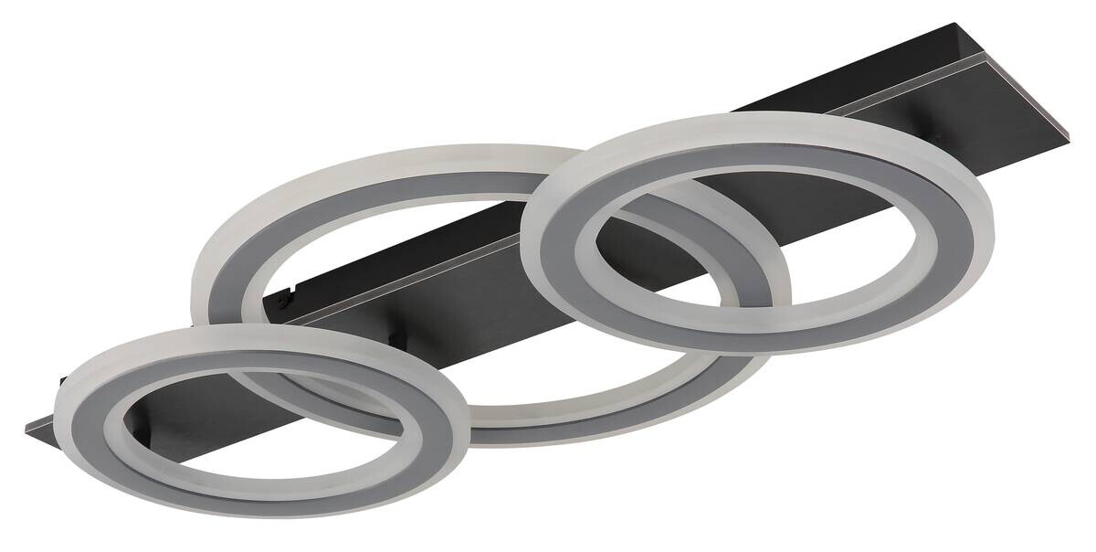 GLOBO LED-Deckenleuchte Opal mattschwarz grau Acryl Metall Kunststoff B/H/L: ca. 37x8x73 cm 1 Brennstellen