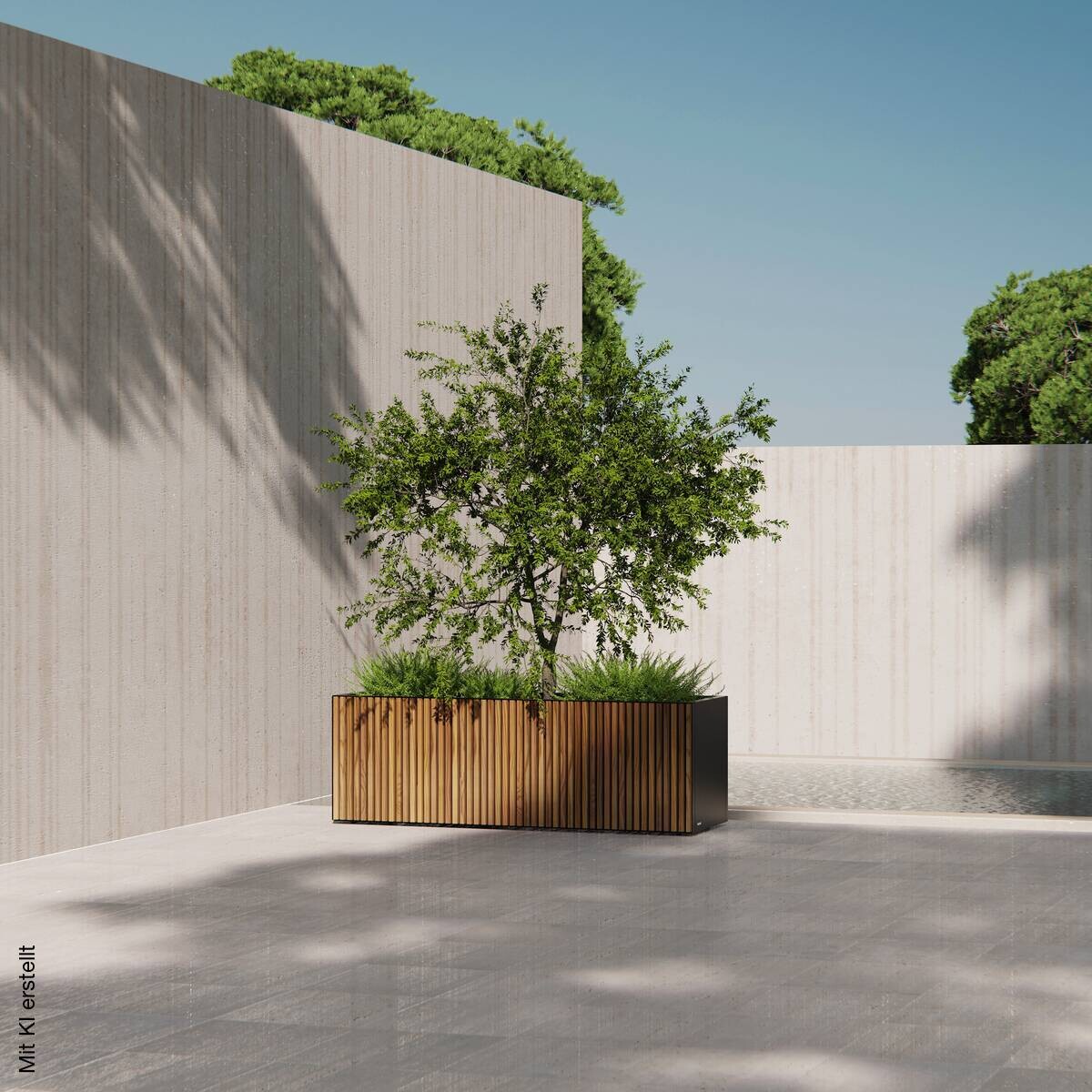Herstera Garden Pflanzkübel Deco Planter schwarz Metall B/H/L: ca. 150x50x50 cm