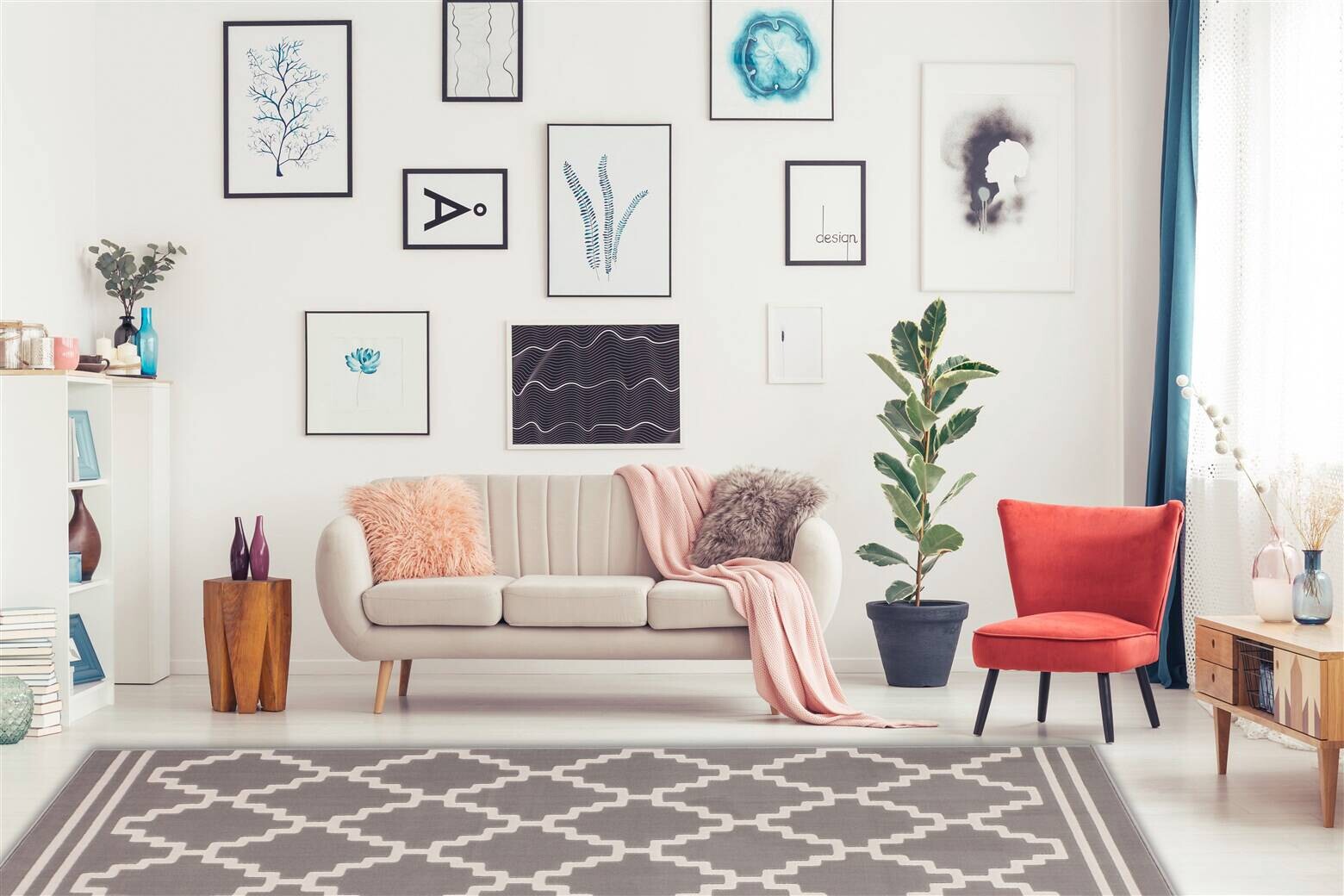 Kayoom Kurzflorteppich Lina 225 elfenbein B/L: ca. 80x300 cm