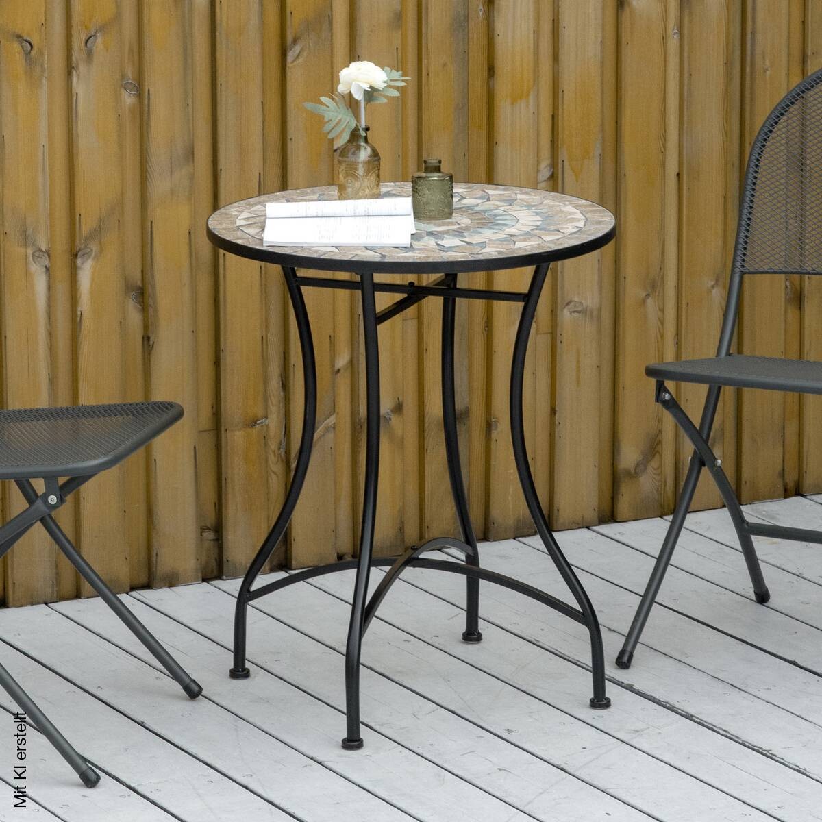 Outsunny Gartentisch bunt Metall H/D: ca. 71x60 cm