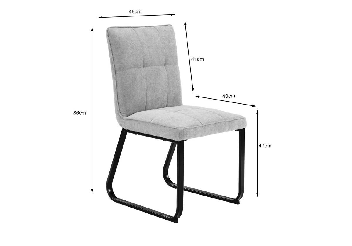 Stuhl TALEA 2er-Set dunkelgrau schwarz Webstoff Metall B/H/T: ca. 46x86x55 cm