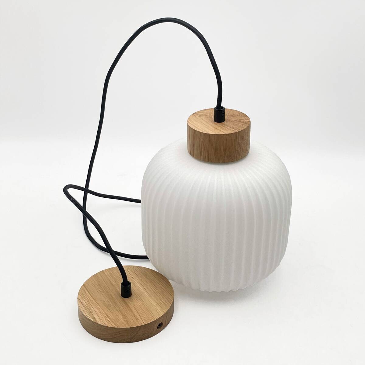 Lamkur Hängeleuchte Harmony weiß Eiche Glas Holz B/H/L: ca. 20x105x20 cm 1.0 Brennstellen