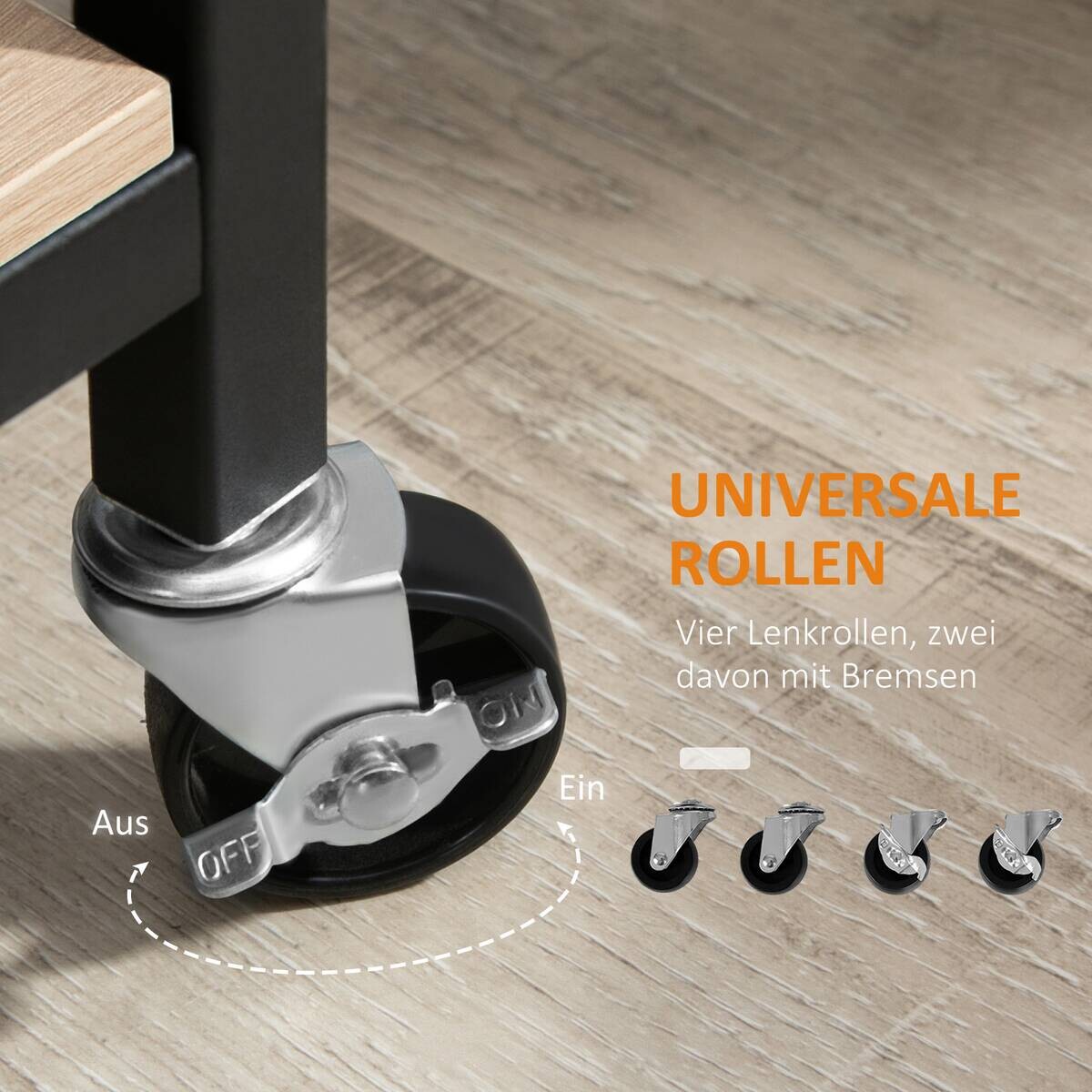 HOMCOM Küchenwagen natur Edelstahl B/H/L: ca. 40x82x75 cm