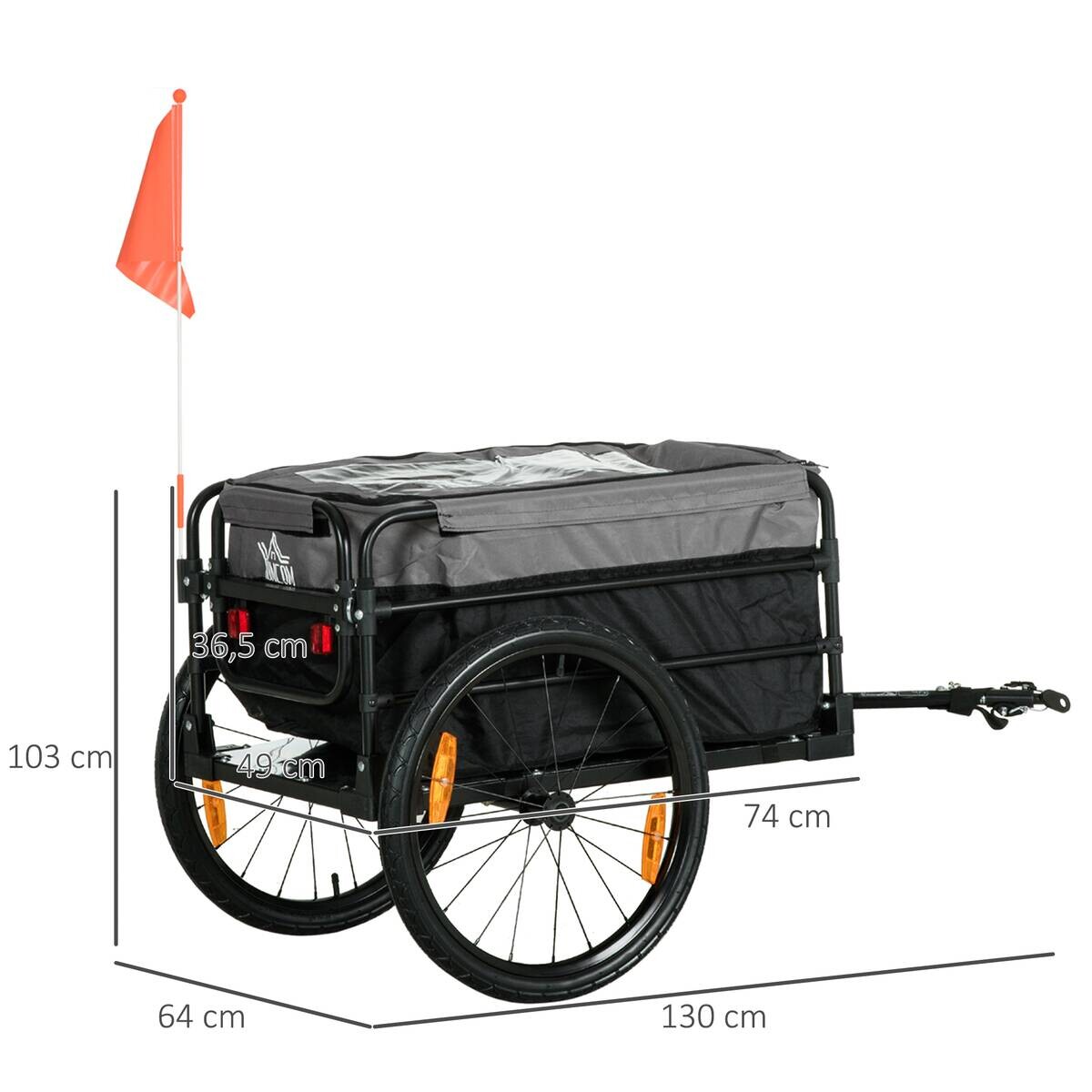 HOMCOM Fahrradanhänger grau grau B/H/L: ca. 64x130x103 cm