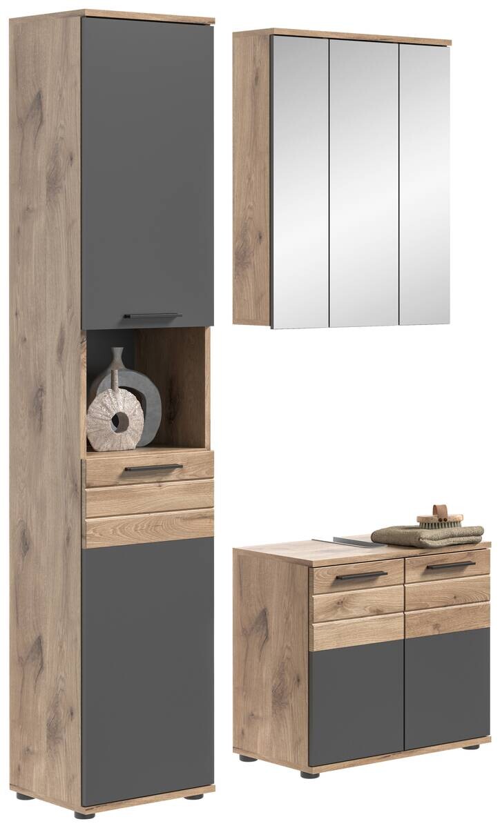 Badezimmer-Set MASON Nox Oak Nachbildung edles Basaltgrau Nachbildung B/H/T: ca. 112x190x34 cm
