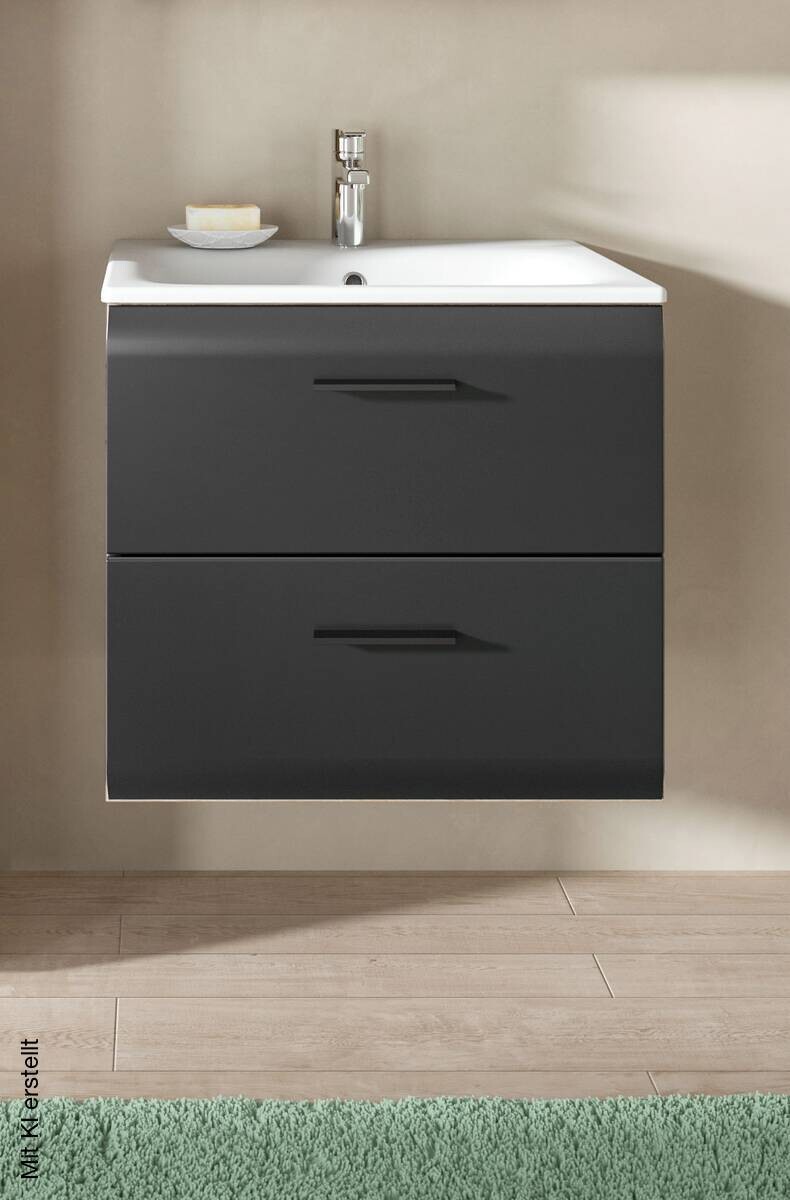 Waschplatz Ice Nox Oak Nachbildung schwarz matt B/H/T: ca. 60x55x46 cm