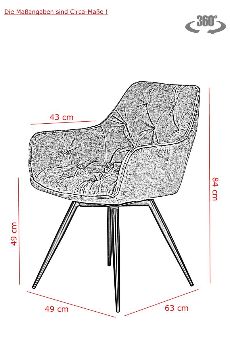 Stuhl Florentina 2er Set anthrazit Vintage Samtoptik B/H/T: ca. 49x84x63 cm