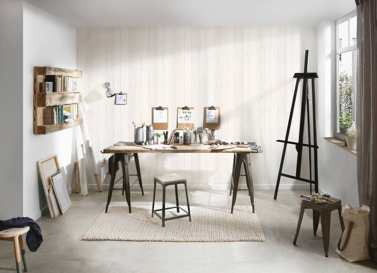 A.S.Creation Vliestapete Best of Wood`n Stone 2nd Edition Holzoptik weiß B/L: ca. 53x1005 cm