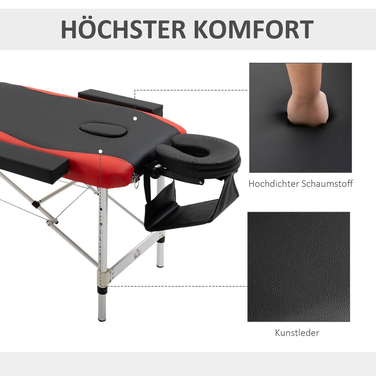 HOMCOM Massageliege rot PVC B/H/L: ca. 60x215x84 cm