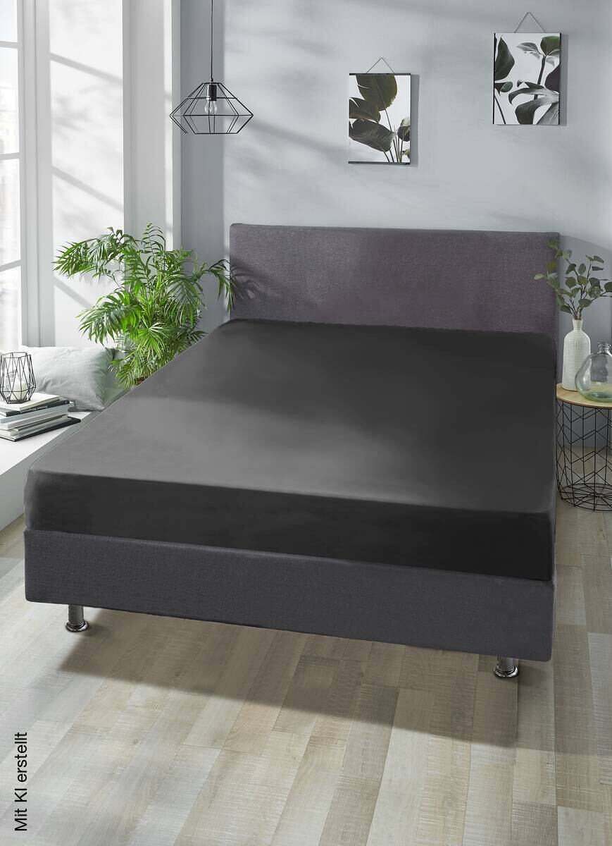 Boxspring Spannbetttuch anthrazit Baumwolle B/L: ca. 100x200 cm