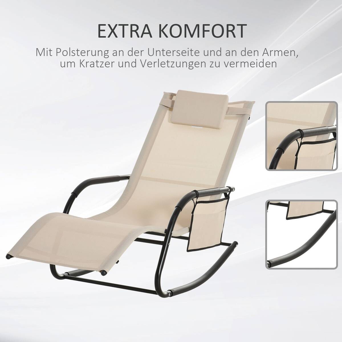 Outsunny Schaukelstuhl braun Metall B/H/L: ca. 62x88x150 cm