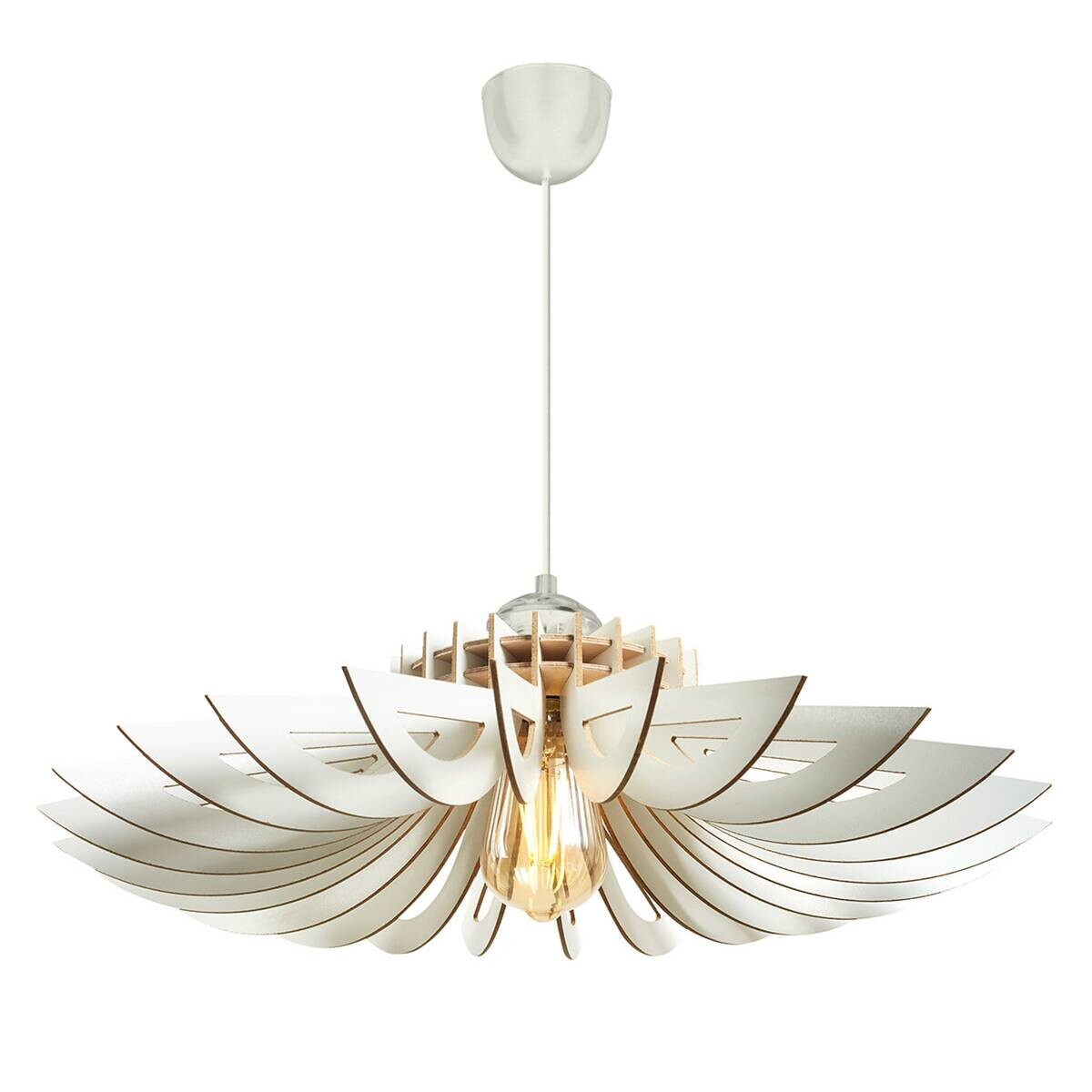 Opviq Pendelleuchte weiß MDF B/H/L: ca. 68x50x68 cm E27 1 Brennstellen