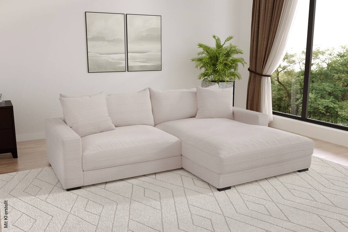 Ecksofa beige-grau Microfaser B/H/T: ca. 261x83x180 cm