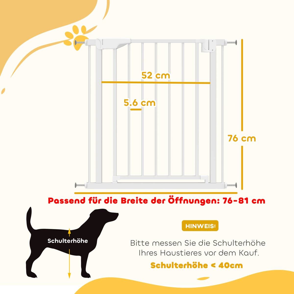 PawHut Treppenschutzgitter weiß B/H/T/L: ca. 3x76x3x81 cm