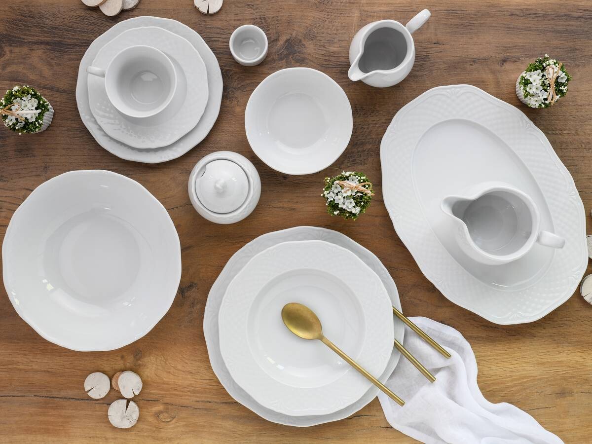 CreaTable Kombiservice Arianne weiß Porzellan 61 tlg.