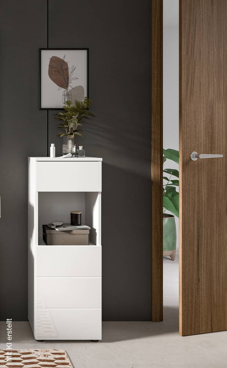 Badhochschrank VIRA weiß weiß Hochglanz B/H/T: ca. 38x106x34 cm