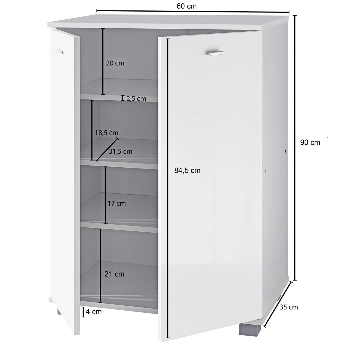 Schuhschrank weiß B/H/T: ca. 60x90x35 cm