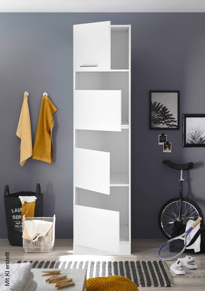 Respekta Wäscheschrank Clara weiß matt B/H/T: ca. 50x200x67,6 cm