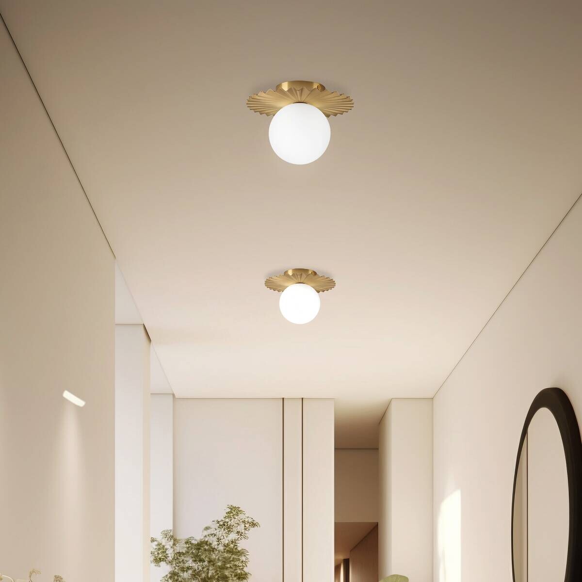 Lamkur Wandleuchte Kupfer Stahl Glas B/H/L: ca. 20x20x20 cm G9 1 Brennstellen