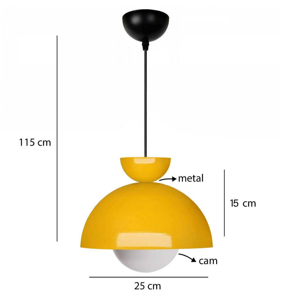 Opviq Pendelleuchte gelb Metall B/H/T/L/D: ca. 25x115x25x25x25 cm E27 1 Brennstellen