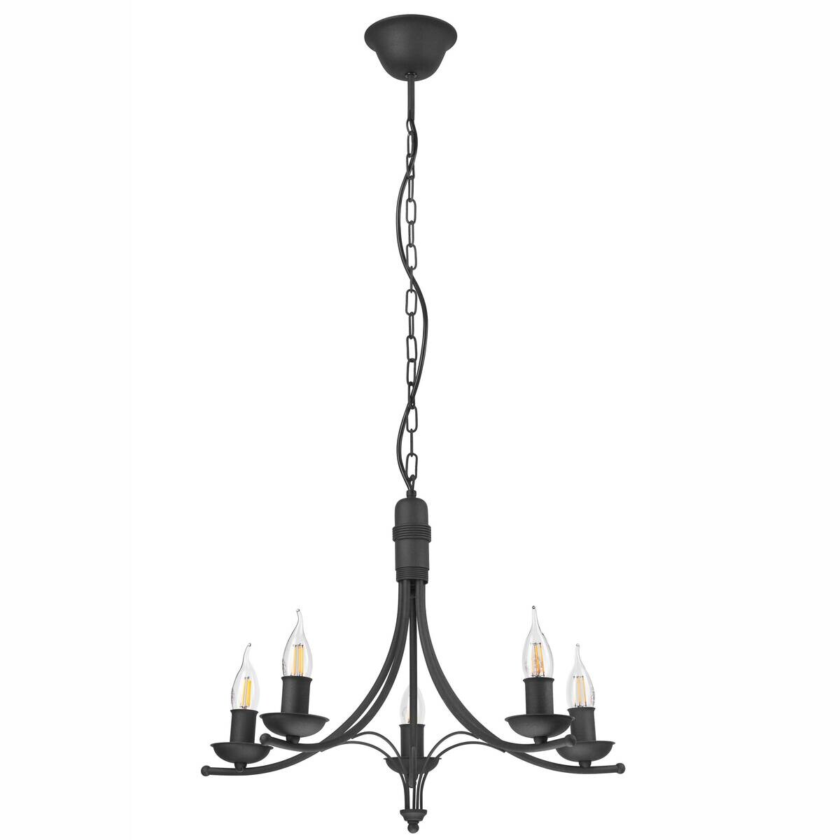Lamkur Pendelleuchte LUCY 44101 schwarz Stahl H/L: ca. 100x58 cm E14 5 Brennstellen