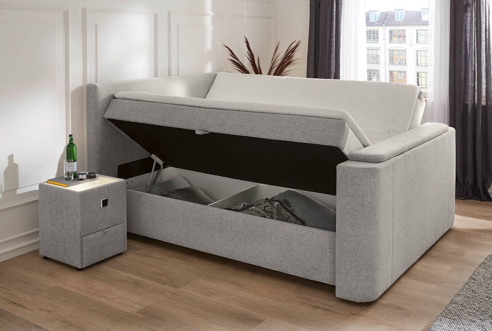 Boxbett grau Liegefläche B/L: ca. 180x200 cm