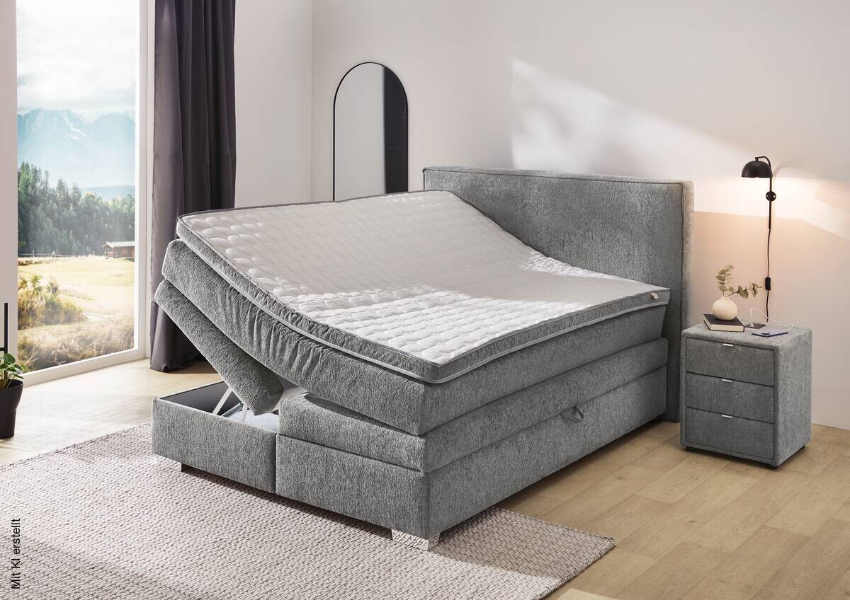 Boxspringbett grau dunkel Liegefläche B/L: ca. 140x200 cm
