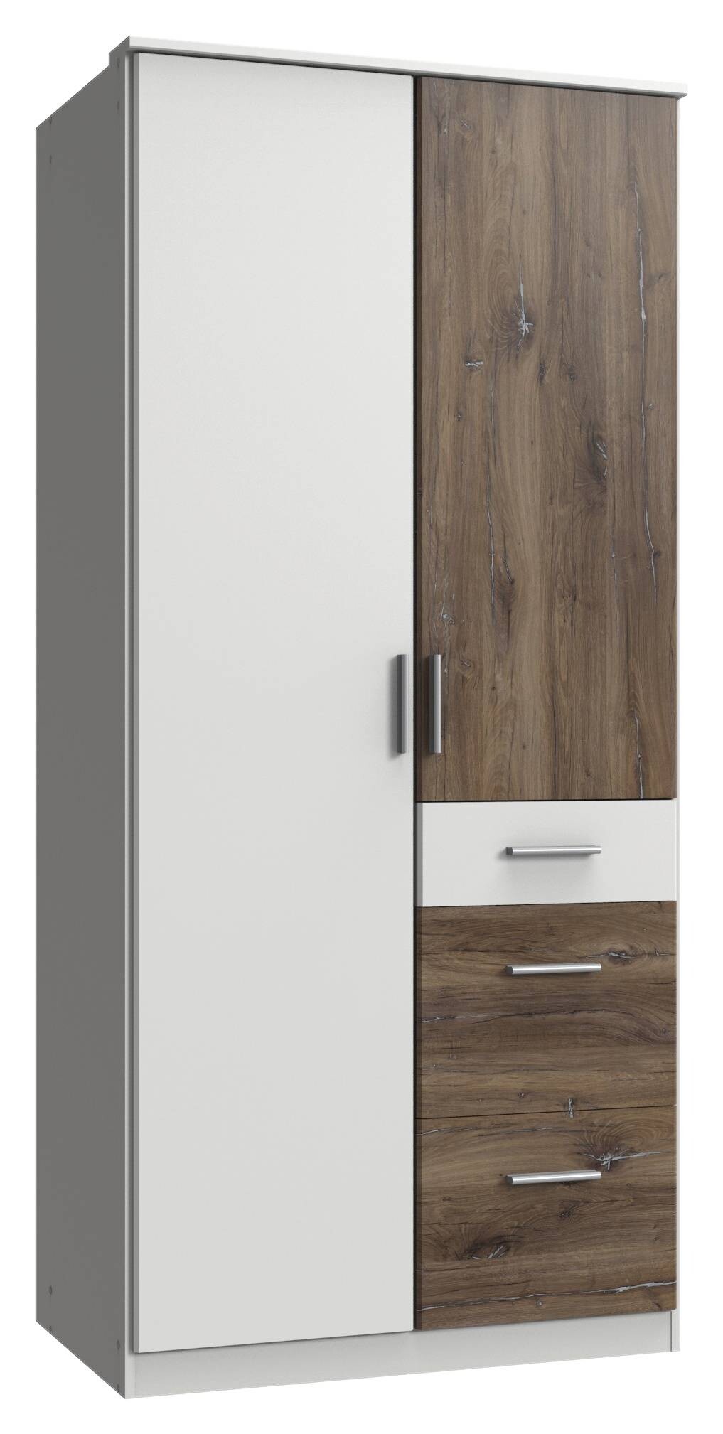 Kleiderschrank Joker weiß Eiche Flagstaff Nachbildung B/H/T: ca. 90x199x58 cm