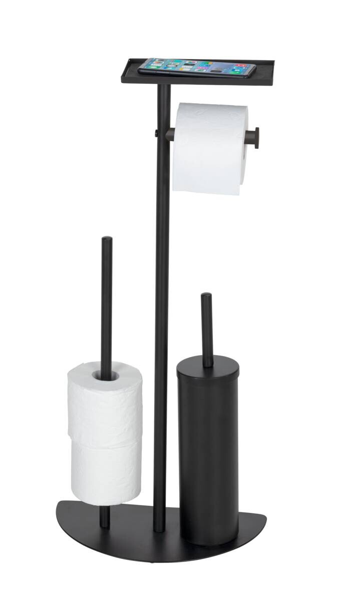 WENKO Stand-WC-Garnitur Cosenza Neo schwarz Edelstahl