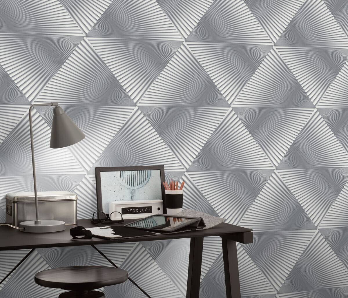 Erismann Vliestapete 3D-Optik grau weiß B/L: ca. 53x1005 cm